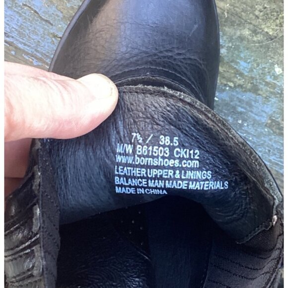 Born Black LeatherChelsea Ankle Boots Block Heel 3” 3/4” Platform US 7.5 EU 38.5 - Picture 7 of 8